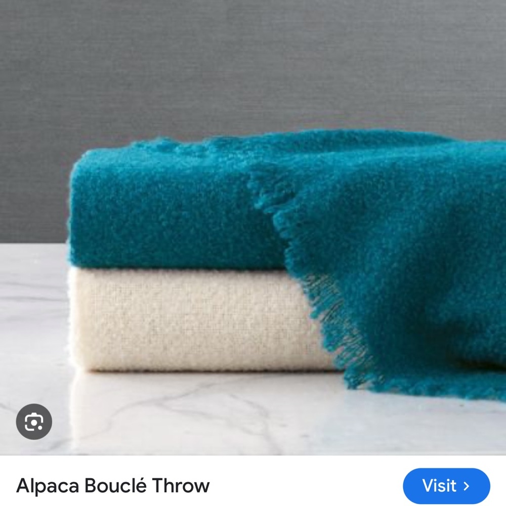 New! Frontgate Alpaca Boucle Throw Ivory 50’x 70’